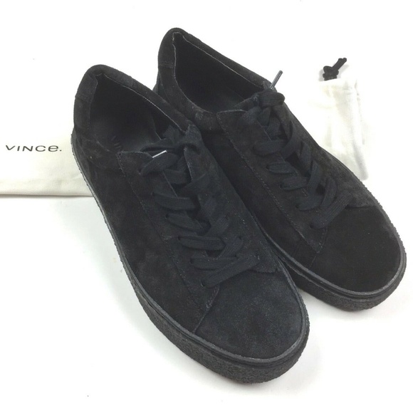 Vince Neela Lace Up Black Suede Sneakers Sz